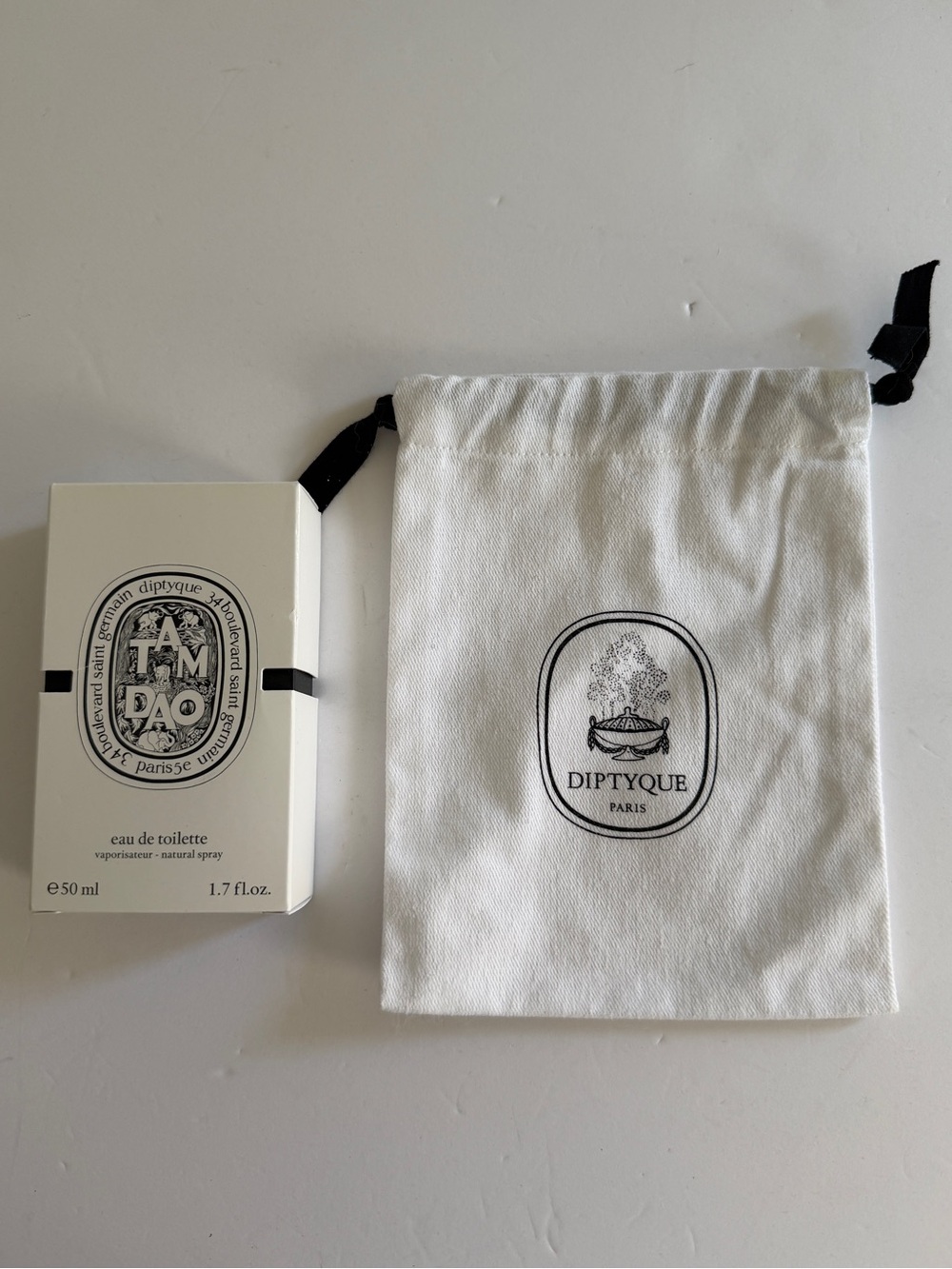 Diptyque Canvas Drawstring Pouch & Tam Dao Eau de Toilette Box Only
